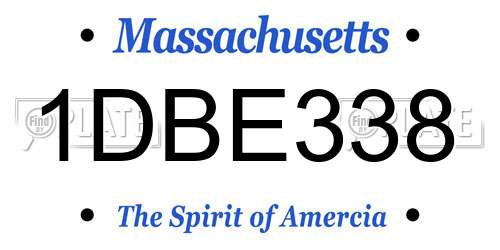 1DBE338 Massachusetts License Plate