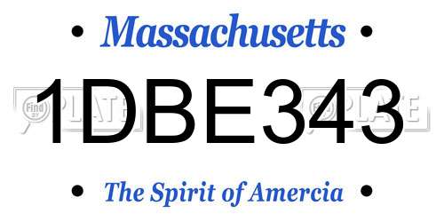 1DBE343 Massachusetts License Plate