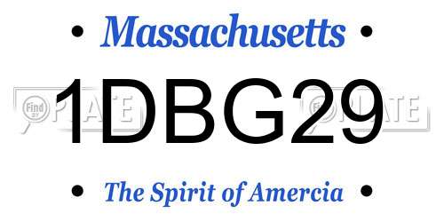 1DBG29 Massachusetts License Plate