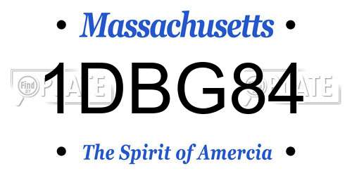 1DBG84 Massachusetts License Plate