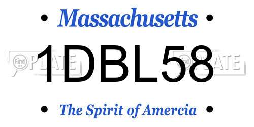 1DBL58 Massachusetts License Plate