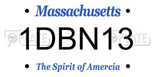 1DBN13 Massachusetts License Plate