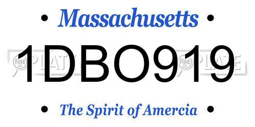 1DBO919 Massachusetts License Plate