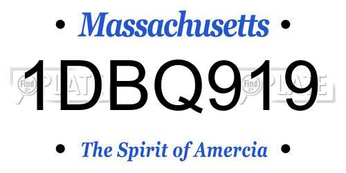 1DBQ919 Massachusetts License Plate