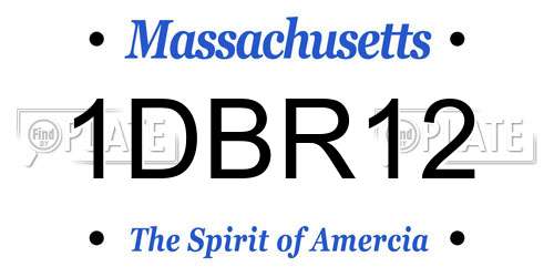 1DBR12 Massachusetts License Plate