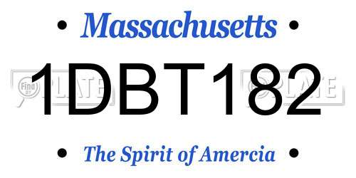 1DBT182 Massachusetts License Plate