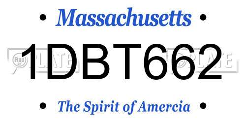 1DBT662 Massachusetts License Plate