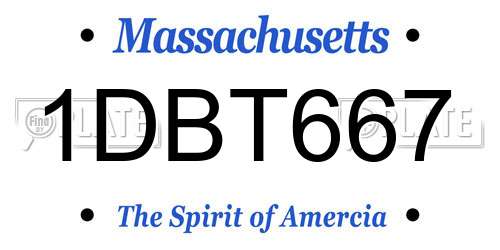 1DBT667 Massachusetts License Plate