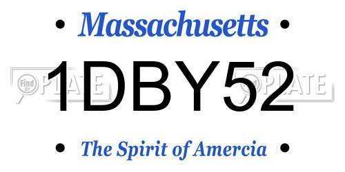 1DBY52 Massachusetts License Plate