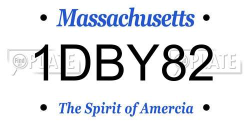 1DBY82 Massachusetts License Plate