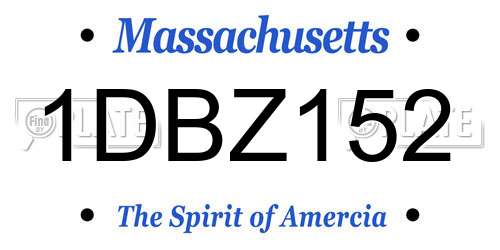 1DBZ152 Massachusetts License Plate