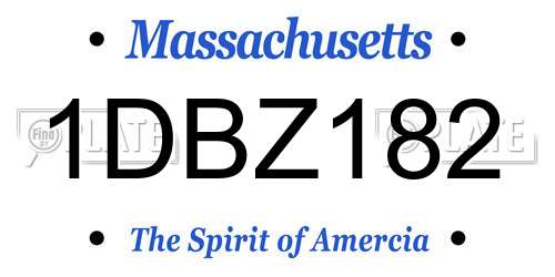1DBZ182 Massachusetts License Plate