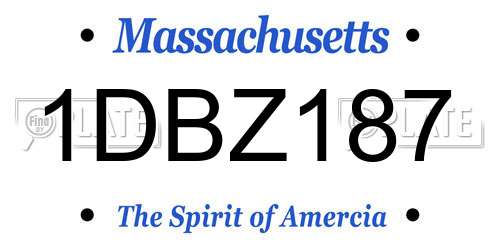 1DBZ187 Massachusetts License Plate