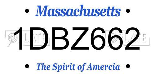 1DBZ662 Massachusetts License Plate