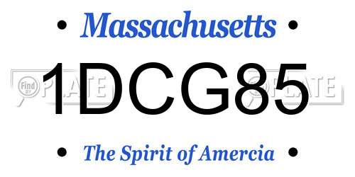 1DCG85 Massachusetts License Plate
