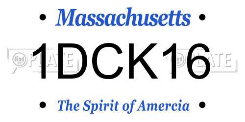 1DCK16 Massachusetts License Plate
