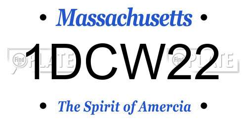 1DCW22 Massachusetts License Plate