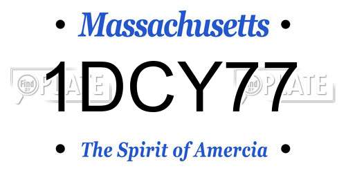 1DCY77 Massachusetts License Plate
