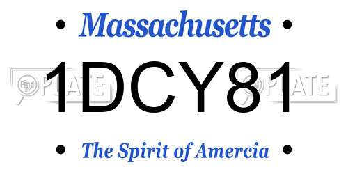 1DCY81 Massachusetts License Plate