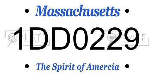 1DD0229 Massachusetts License Plate