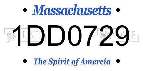 1DD0729 Massachusetts License Plate