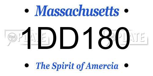 1DD180 Massachusetts License Plate