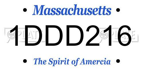 1DDD216 Massachusetts License Plate