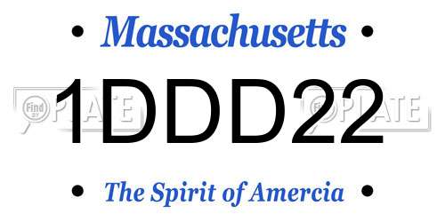 1DDD22 Massachusetts License Plate