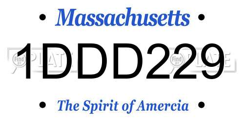 1DDD229 Massachusetts License Plate