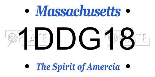 1DDG18 Massachusetts License Plate