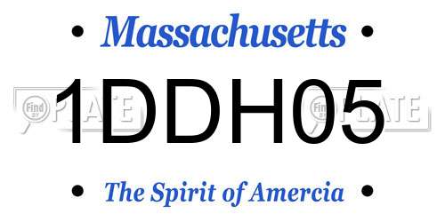 1DDH05 Massachusetts License Plate