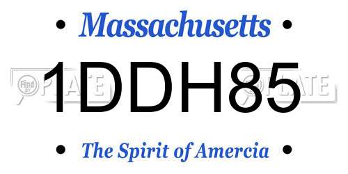 1DDH85 Massachusetts License Plate