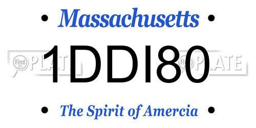 1DDI80 Massachusetts License Plate