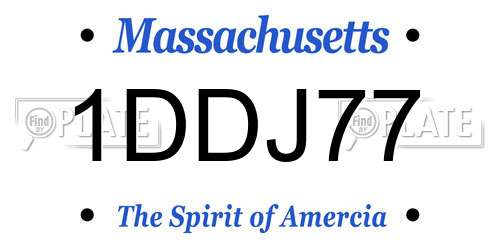1DDJ77 Massachusetts License Plate