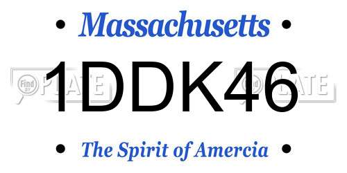 1DDK46 Massachusetts License Plate
