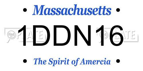 1DDN16 Massachusetts License Plate