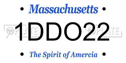 1DDO22 Massachusetts License Plate