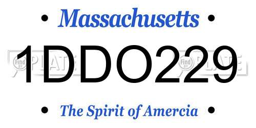 1DDO229 Massachusetts License Plate