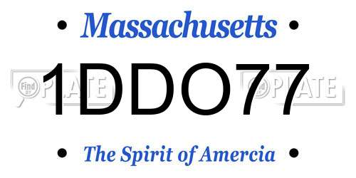 1DDO77 Massachusetts License Plate