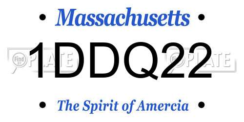 1DDQ22 Massachusetts License Plate