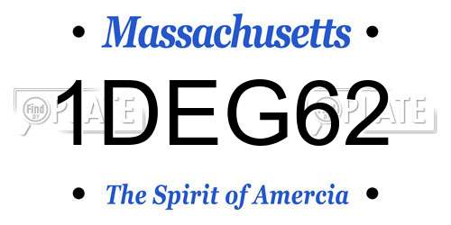 1DEG62 Massachusetts License Plate