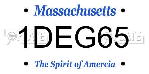 1DEG65 Massachusetts License Plate
