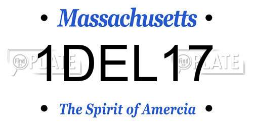 1DEL17 Massachusetts License Plate