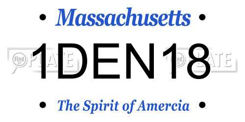 1DEN18 Massachusetts License Plate