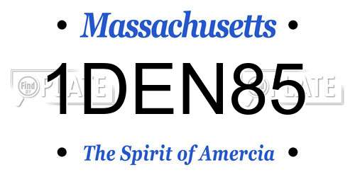 1DEN85 Massachusetts License Plate