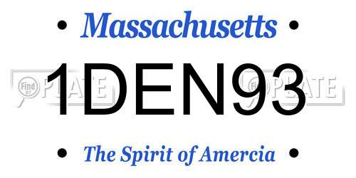 1DEN93 Massachusetts License Plate