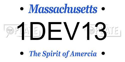 1DEV13 Massachusetts License Plate