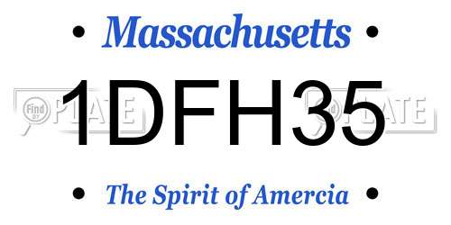 1DFH35 Massachusetts License Plate