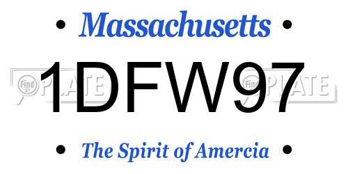 1DFW97 Massachusetts License Plate