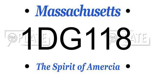 1DG118 Massachusetts License Plate
